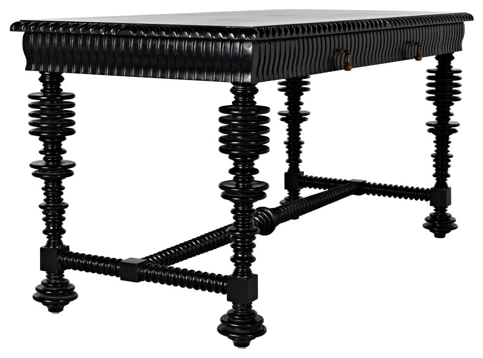 Portuguese Desk, Small, 60", Hand Rubbed Black
