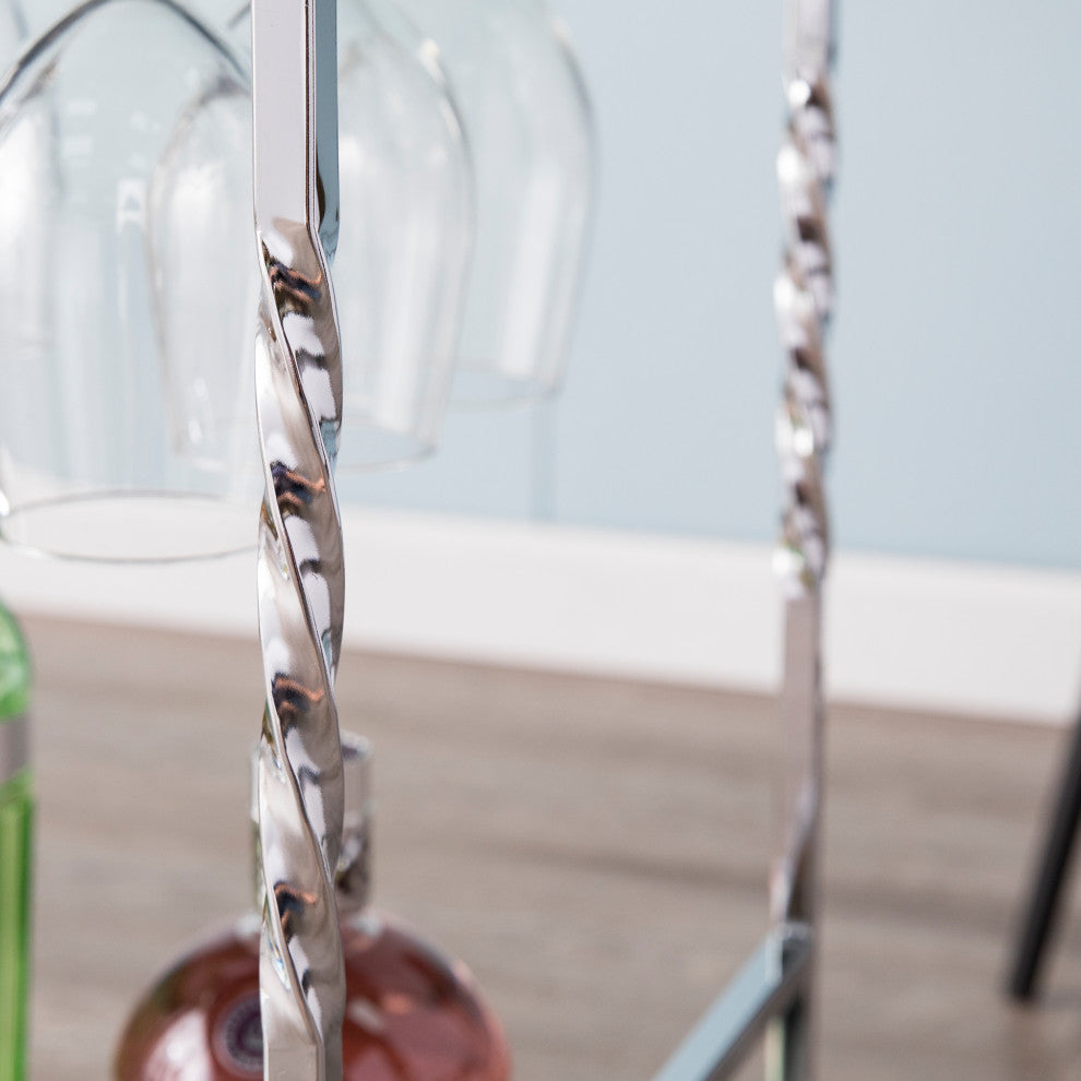Heidi Metal Mirrored Bar Cart - Chrome