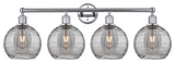 Edison-Athens Deco Swirl 4-Light 35" Vanity Light Polished Chrome, Light Smoke