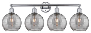 Edison-Athens Deco Swirl 4-Light 35" Vanity Light Polished Chrome, Light Smoke