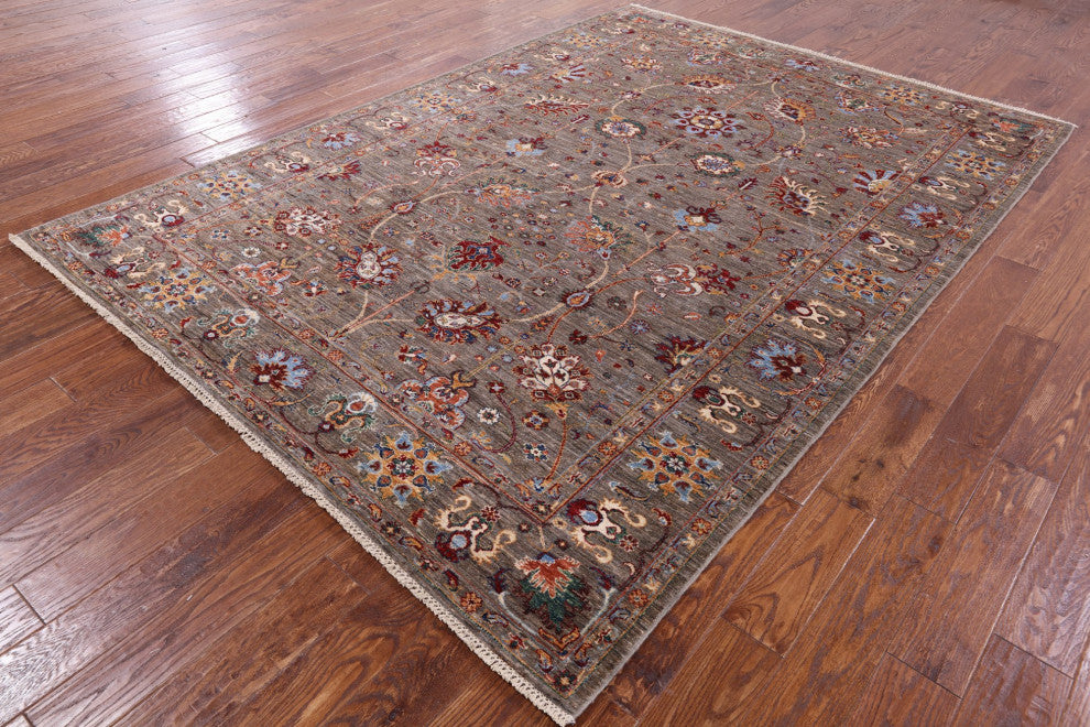 6' 11" X 9' 9" Persian Tabriz Handmade Wool Rug Q7685