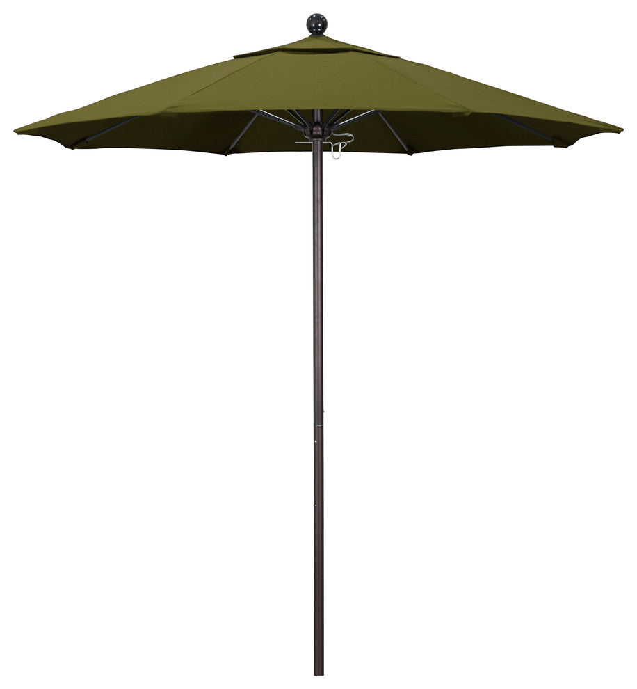7.5' Bronze Push Lift Fiberglass Rib Aluminum Umbrella, Pacifica, Palm