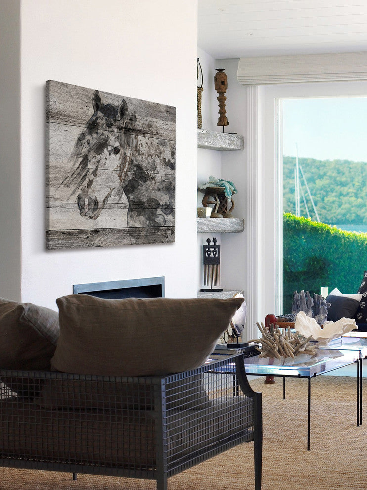 Marmont Hill, "Dark Grey Horse" by Irena Orlov Painting on Wrapped Canvas, 48x48