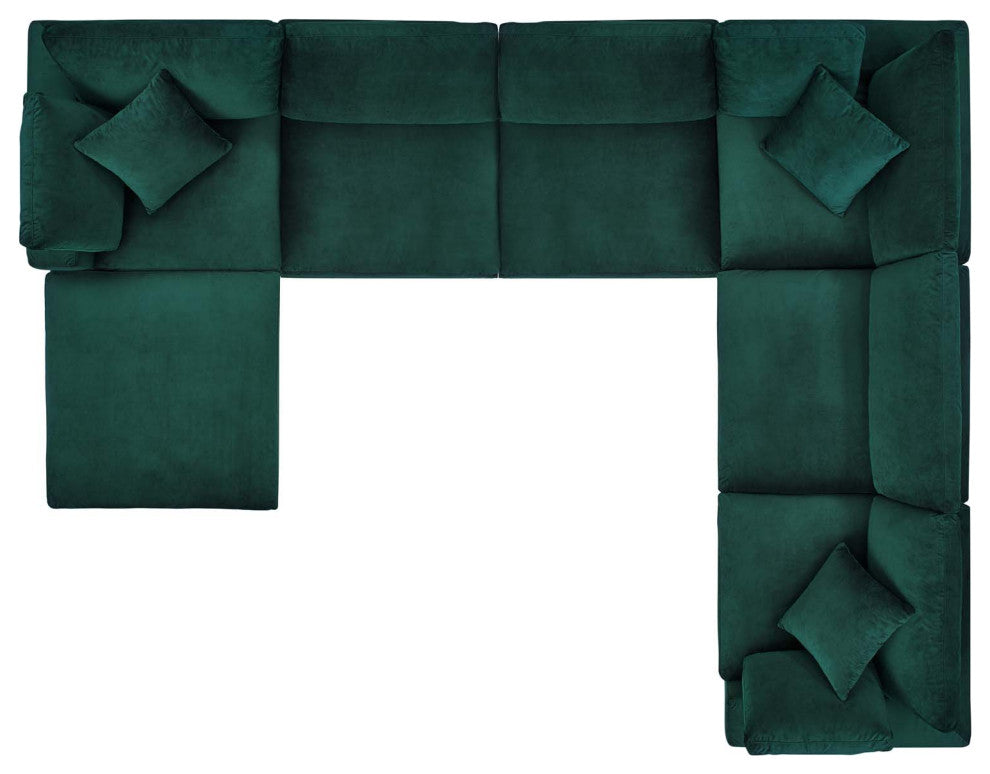 Sectional Sofa Set, Velvet, Green, Modern, Living Lounge Hotel Lobby Hospitality