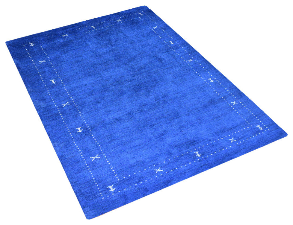 HAND KNOTTED LOOM SILK ECO-FRIENDLY AREA RUGS -6'x9',Rectangle,Blue,Contemporary