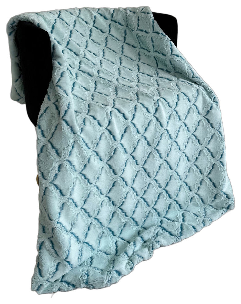 Plutus Light Blue Diamond Faux Fur Luxury Throw Blanket, Throw 60"W x 90"L