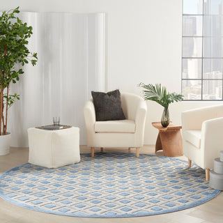 Nourison Aloha 7'10" Round Blue/Grey Modern Area Rug