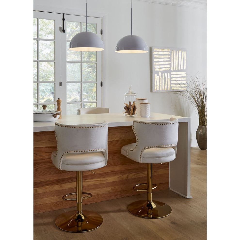 Perimeter Collection One-Light White Mid-Century Modern Pendant With metal Shade