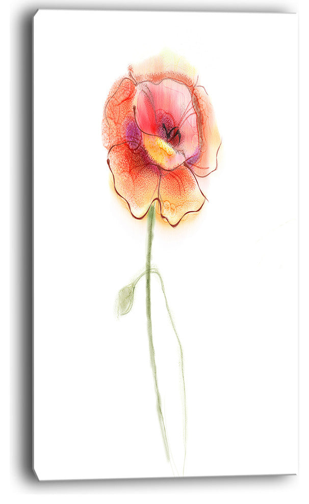 "Isolated Watercolor Poppy Flower" Flower Canvas Wall Art, 20"x40"