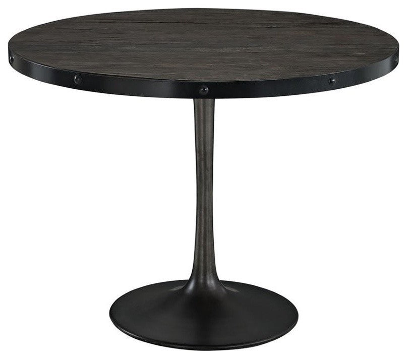 Modern Black Drive Round Wood Top Dining Table
