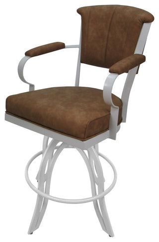 Miami Counter Metal Bar Stool A Base, Brown Vinyl White, 30"