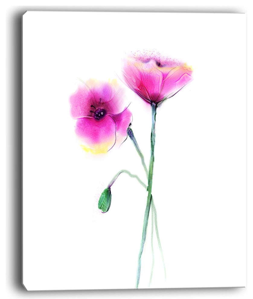 "Pair of Large Purple Poppy Flowers" Flower Canvas Wall Art, 30"x40"