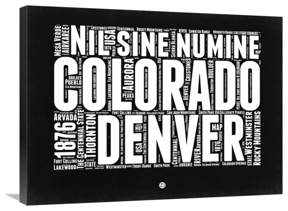 "Colorado Black and White Map" Fine Art Print