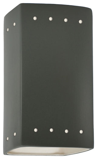 Ambiance Small Rectangle With Perfs Outdoor Wall Sconce, Open, Pewter Green, LED