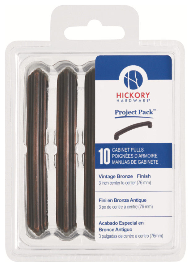 Belwith Hickory Project Pack 3 In. Bel Aire Vintage Bronze Cabinet Pull (10 Pack