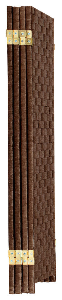 3 ft. Short Woven Fiber Room Divider 4 Panel Dark Mocha