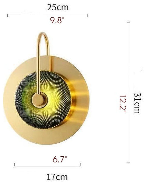 Albacete | Modern LED Industrial Style Wall Lamp, Gold + Green, 1 Light