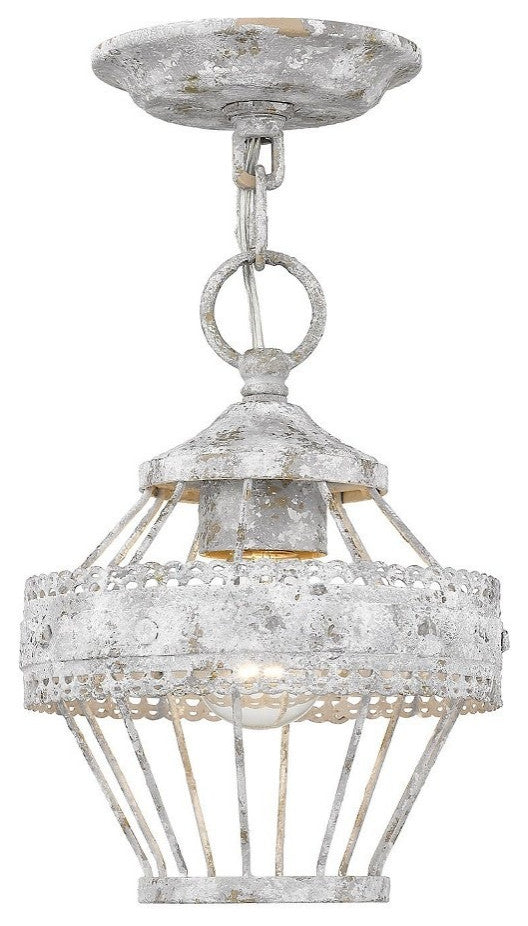 1 Light Mini-Semi Flush Mount-Oyster Finish - Ceiling - Semi-Flush