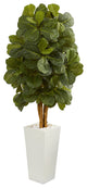 5" Fiddle Leaf Artificial Tree, White Tower Planter
