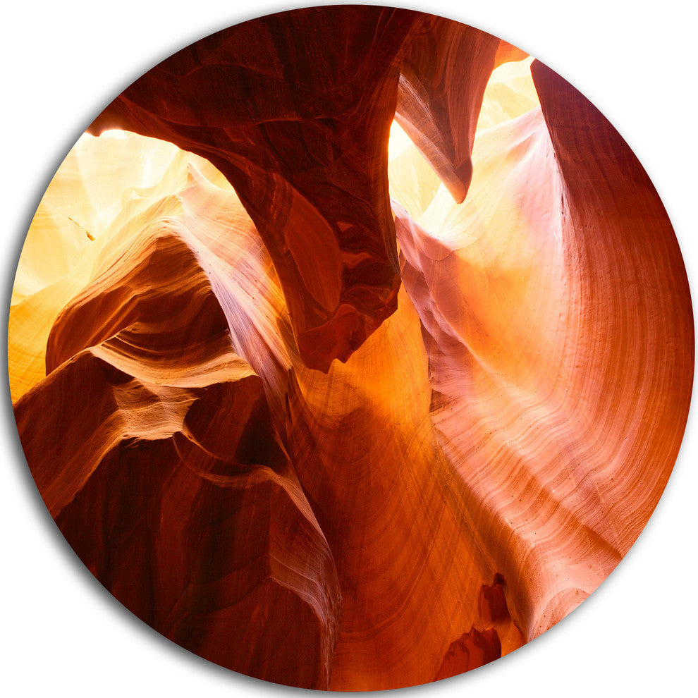 Yellow Antelope Canyon, Landscape Photo Disc Metal Artwork, 38"