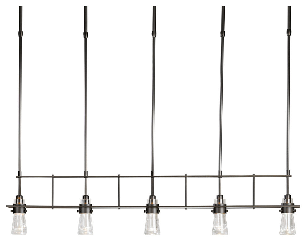 Erlenmeyer 5 Light Pendant, Dark Smoke Finish, Clear Glass