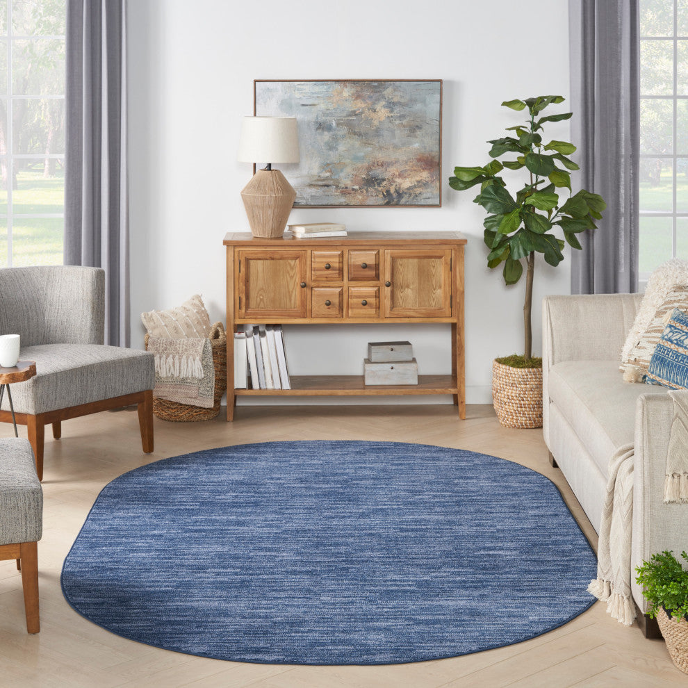 Nourison Nourison Essentials 6' x 9' Oval Navy Blue Outdoor Rug