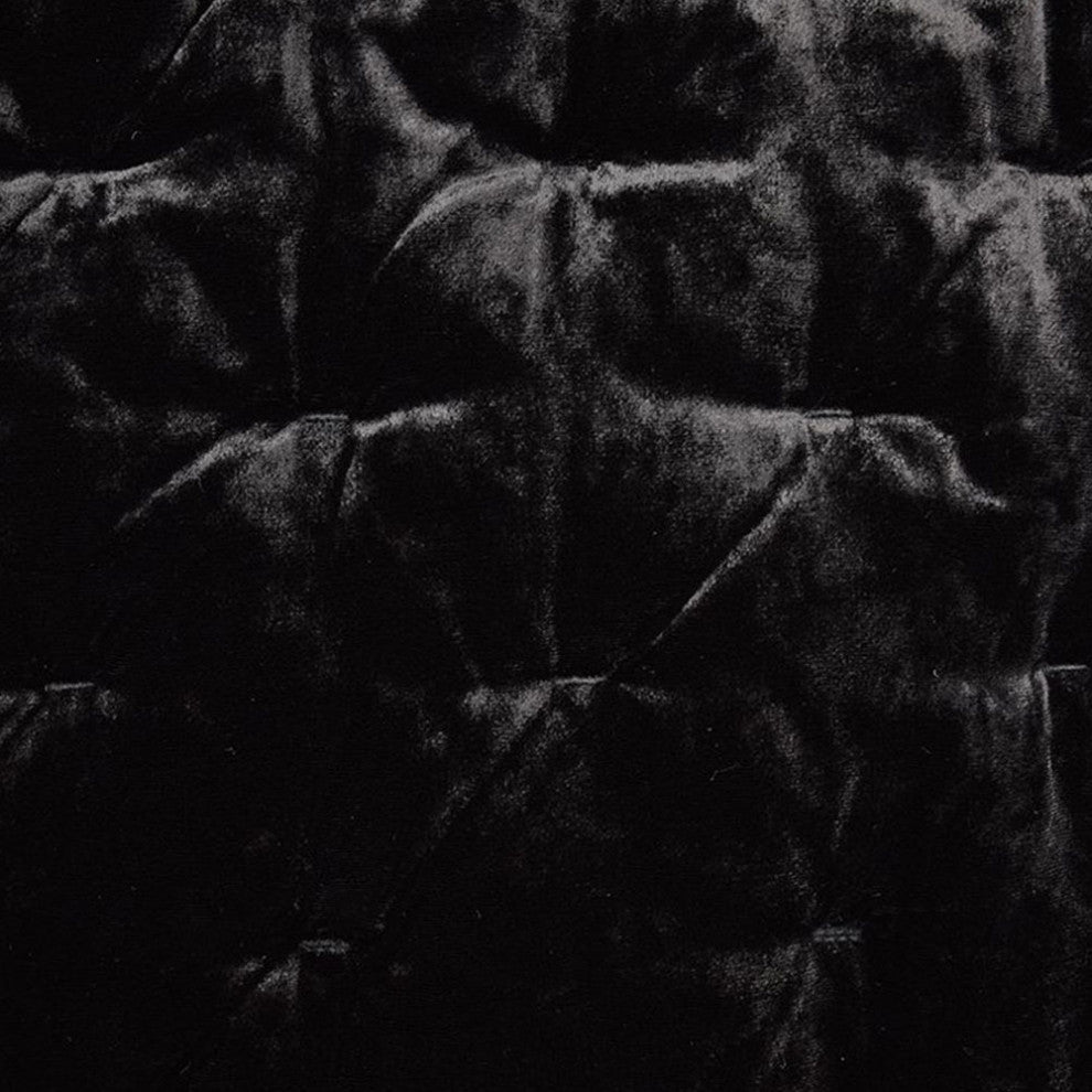 3-Piece HiEnd Accents Stella Faux Silk Velvet Quilt Set, Black, King