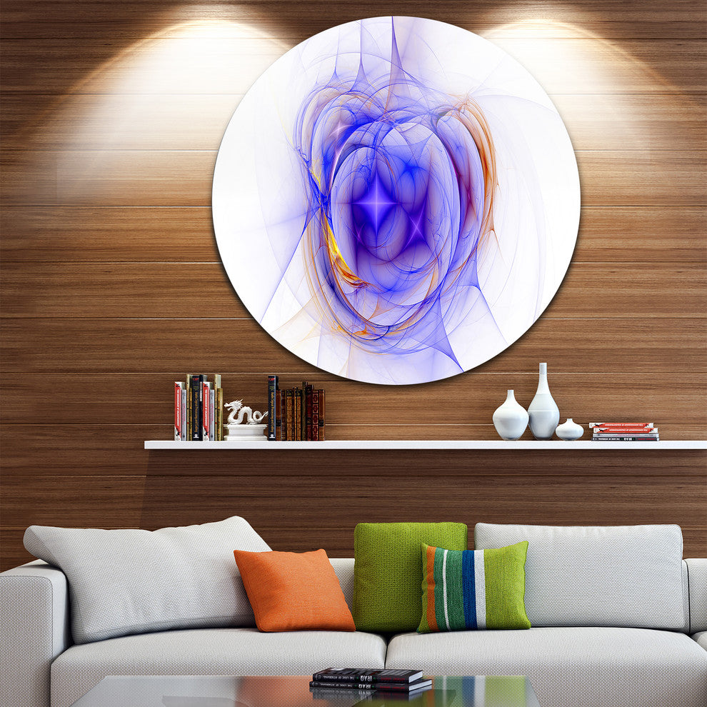 Blue Bright Star Nebula, Abstract Digital Art Disc Metal Wall Art, 11"