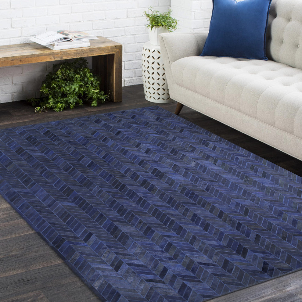 Meir Handmade Area Rug Blue, 5' 0" X 8' 0"