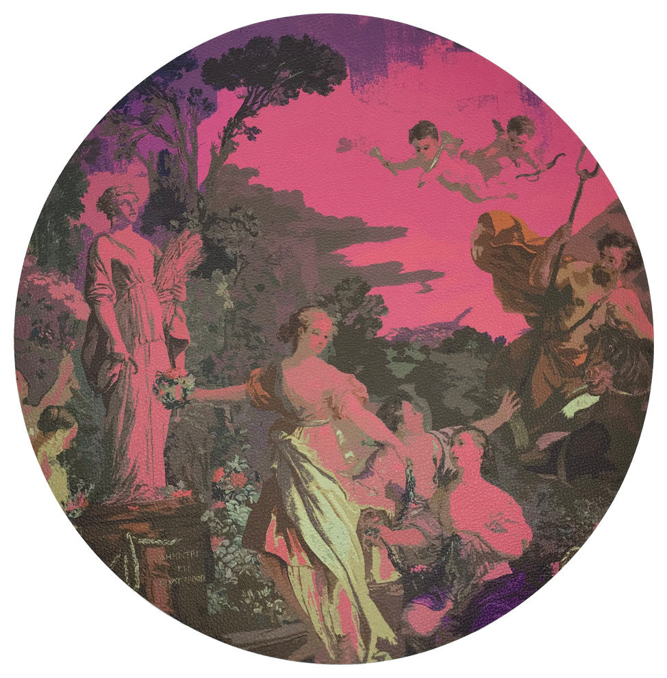 Cyprus Picnic Pop Pink 16" Round Pebble Placemat, Set of 4