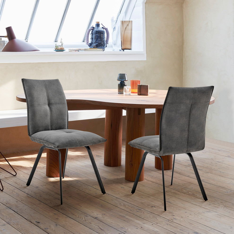 Rylee Dining Room Accent Chair With Black Finish Set of 2, Gray