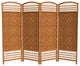 4' Tall Fiber Weave Room Divider, Dark Beige, 4 Panels