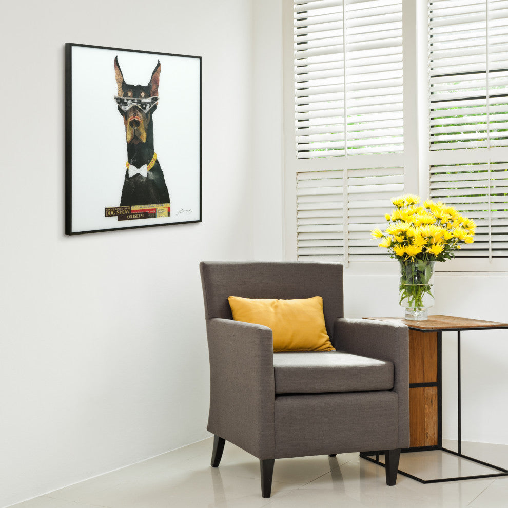 "Doberman Pinscher"  Printed Wall Art Framed With Black Anodized Aluminum