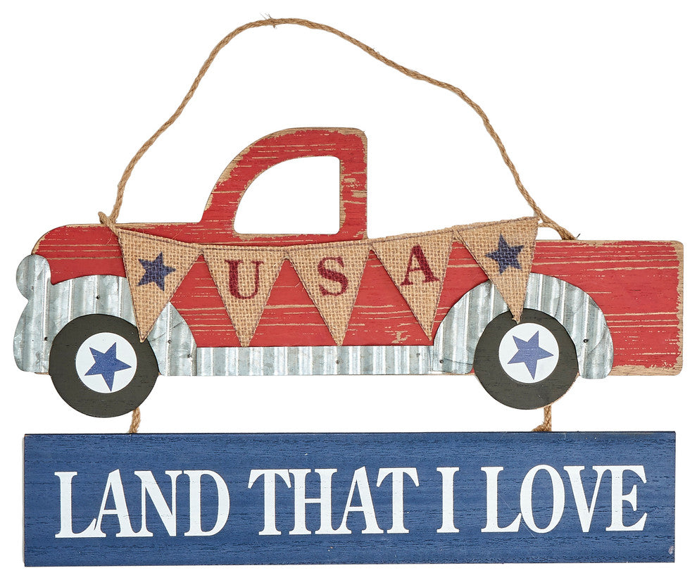 8" Hanging Americana Wood Truck
