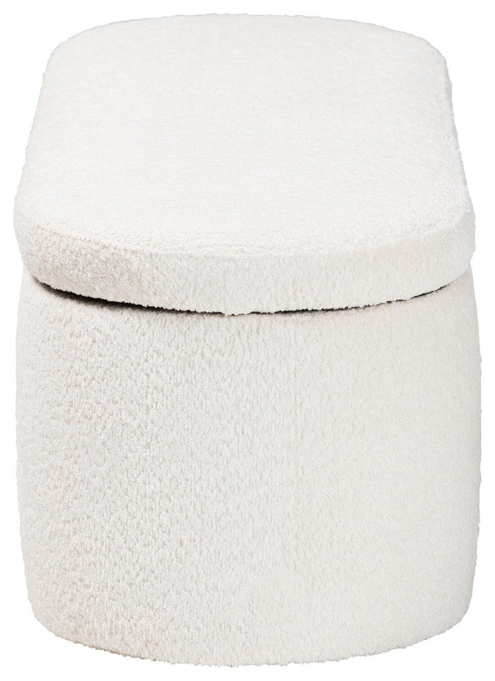 Mahala Modern White Fabric Storage Bench