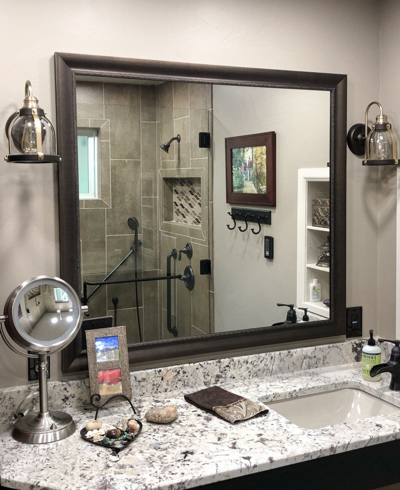 Ventura Framed Wall Mirror, Pewter, 20"x24"