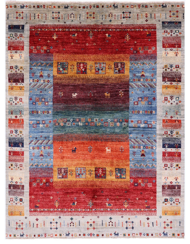 Tribal Persian Gabbeh Handmade Rug 5' 0" X 6' 4" Q9665