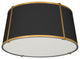 3 Light Trapezoid FlushMount Gold/Black Shade w/ White Fabric Diffuser