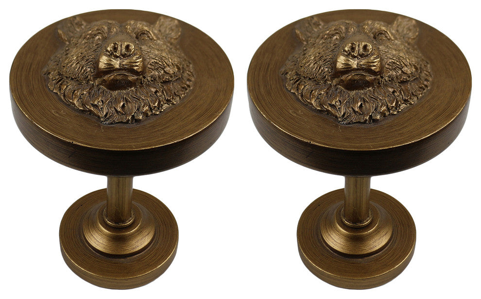Set of 2 Bear Drapery Medallion Holdback, Renaissance Gold
