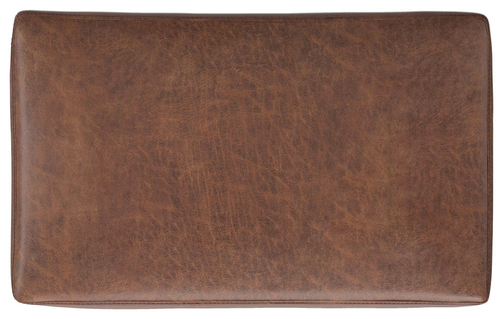 Shiloh Small Storage Ottoman, Distressed Saddle Brown Vegan Faux Leather
