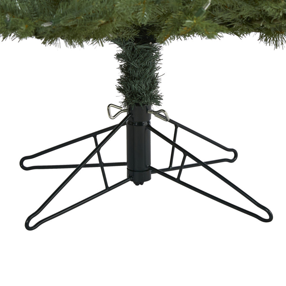 7.5' New Hampshire Spruce Faux Xmas Tree W/650 White Lights & Bendable Branches