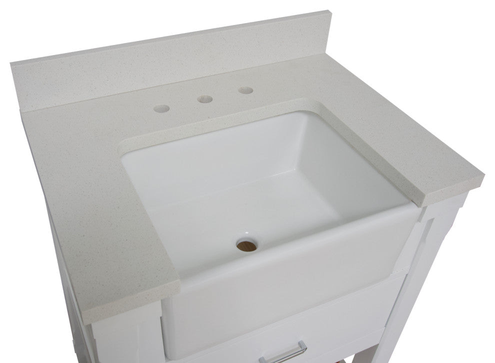 Charlotte 30" Bathroom Vanity, White, Quartz