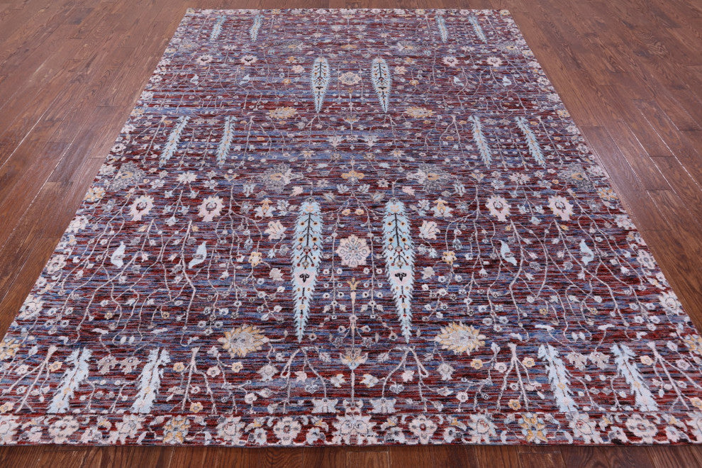 8' 0" X 10' 0" Persian Ziegler Wool and Silk Hand-Knotted Rug Q11795