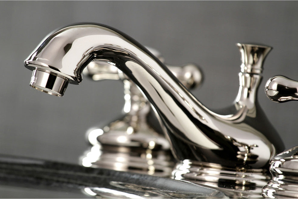 Kingston Brass Widespread Bathroom Faucet With Brass Pop-Up, Polished Nickel