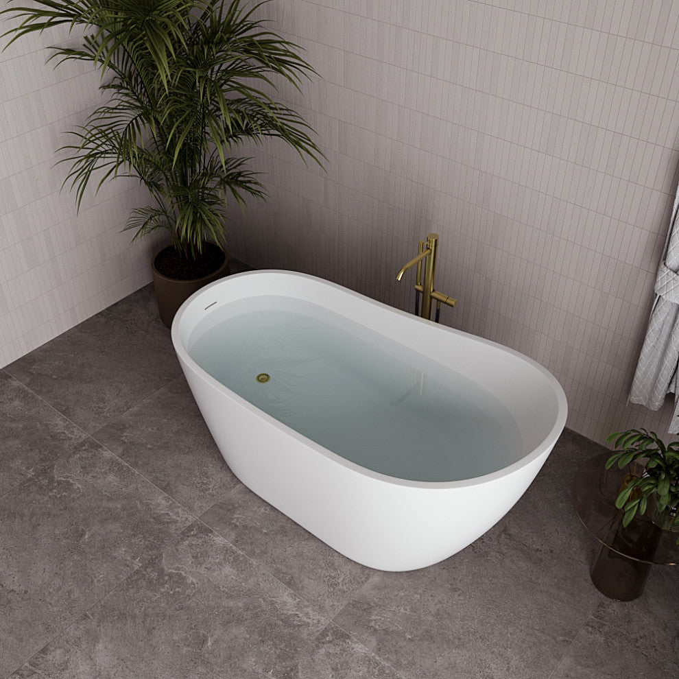 55" Streamline NDR-342-12-BBR Freestanding Tub, Tray, Drain in Brushed Brass