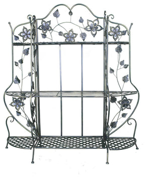 HomeRoots 25" X 5" X 50" Blackened Brass Steel Bakers Rack With Shelves