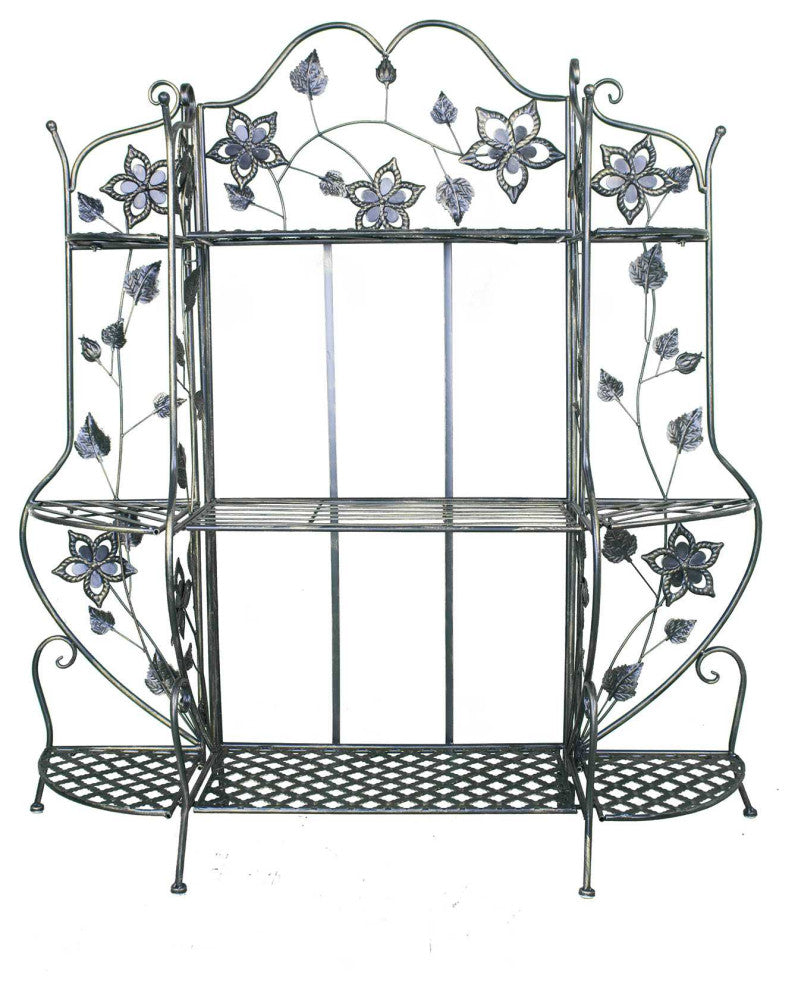 HomeRoots 25" X 5" X 50" Blackened Brass Steel Bakers Rack With Shelves