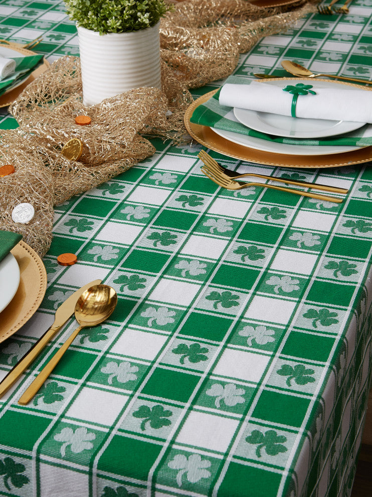 DII Shamrock Woven Check Tablecloth 60"x84"