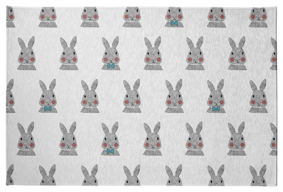 Bunny Fluffle Easter Chenille Rug, Explorer Blue, 4'x6'
