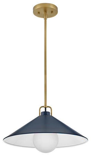 Lark Milo 16" Pendant Light, Lacquered Brass + Matte Navy shade